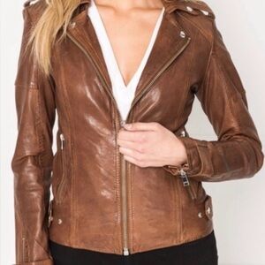 Lamarque Tan Leather Jacket